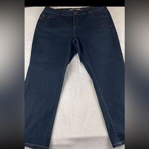 Lane Bryant womens dark wash blue denim straight leg jeans plus size 28